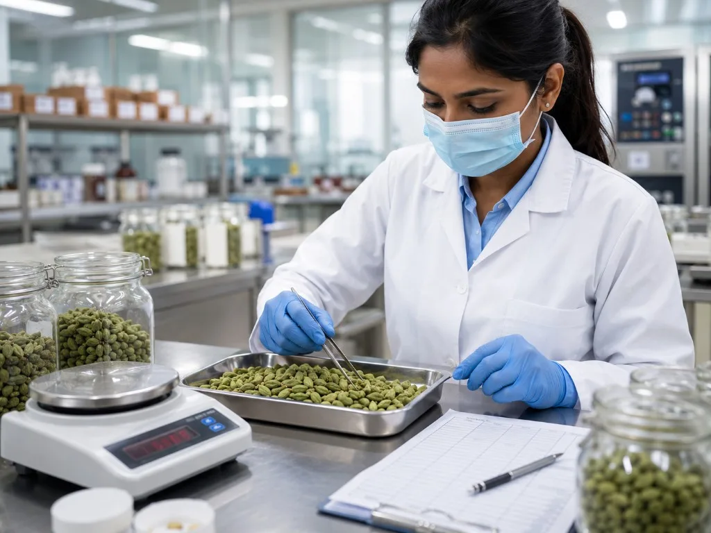 Quality control and lab testing of export Green Cardamom