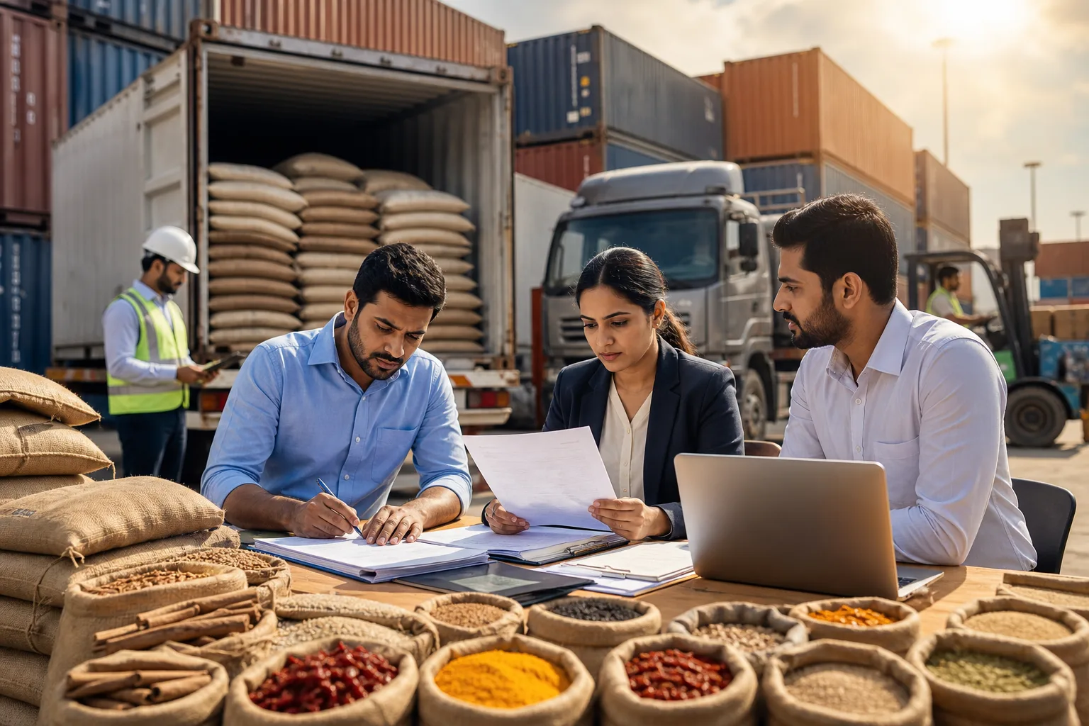 Efficient spice export logistics reducing waste and optimizing container utilization